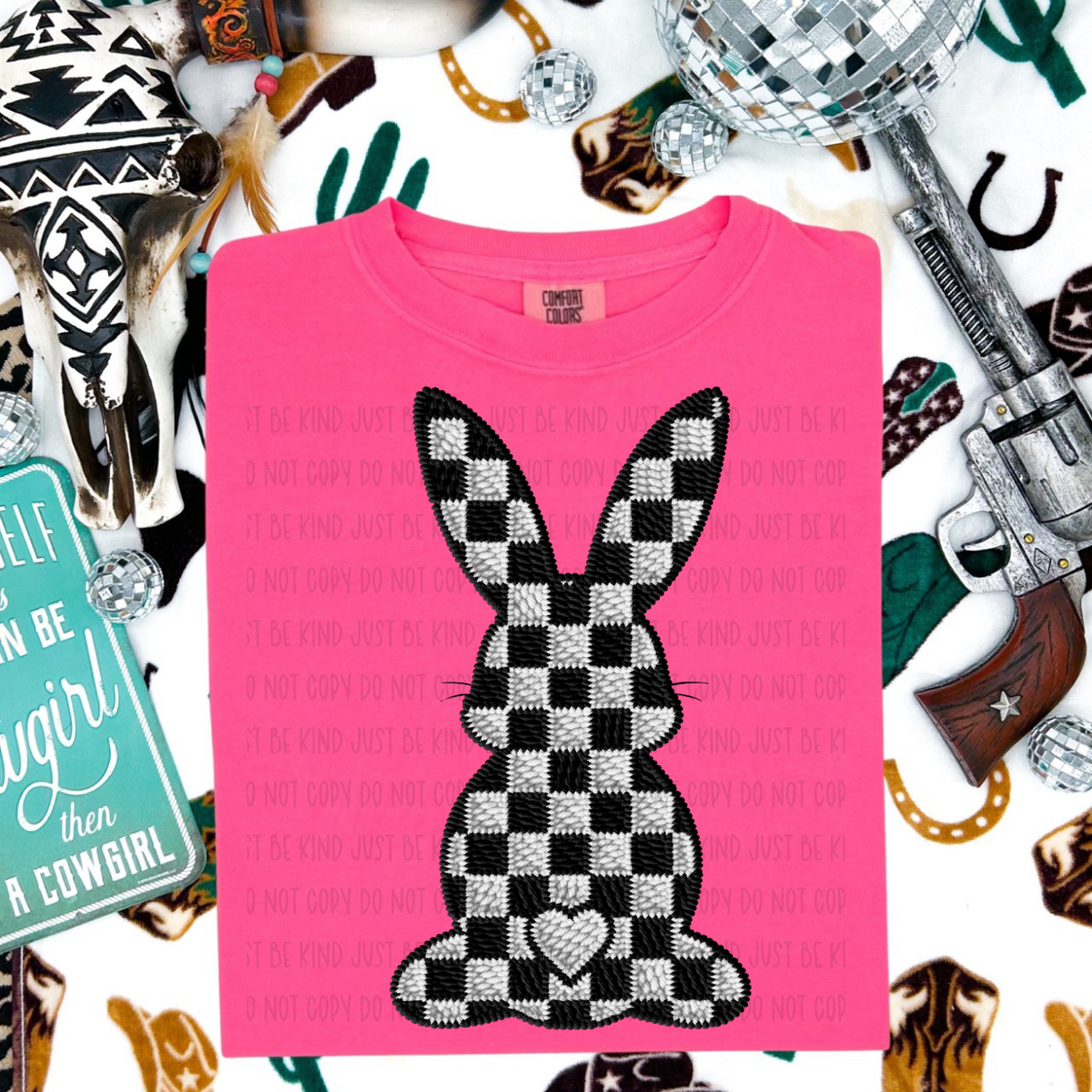 Black Checkered Bunny - COMPLETED TEE