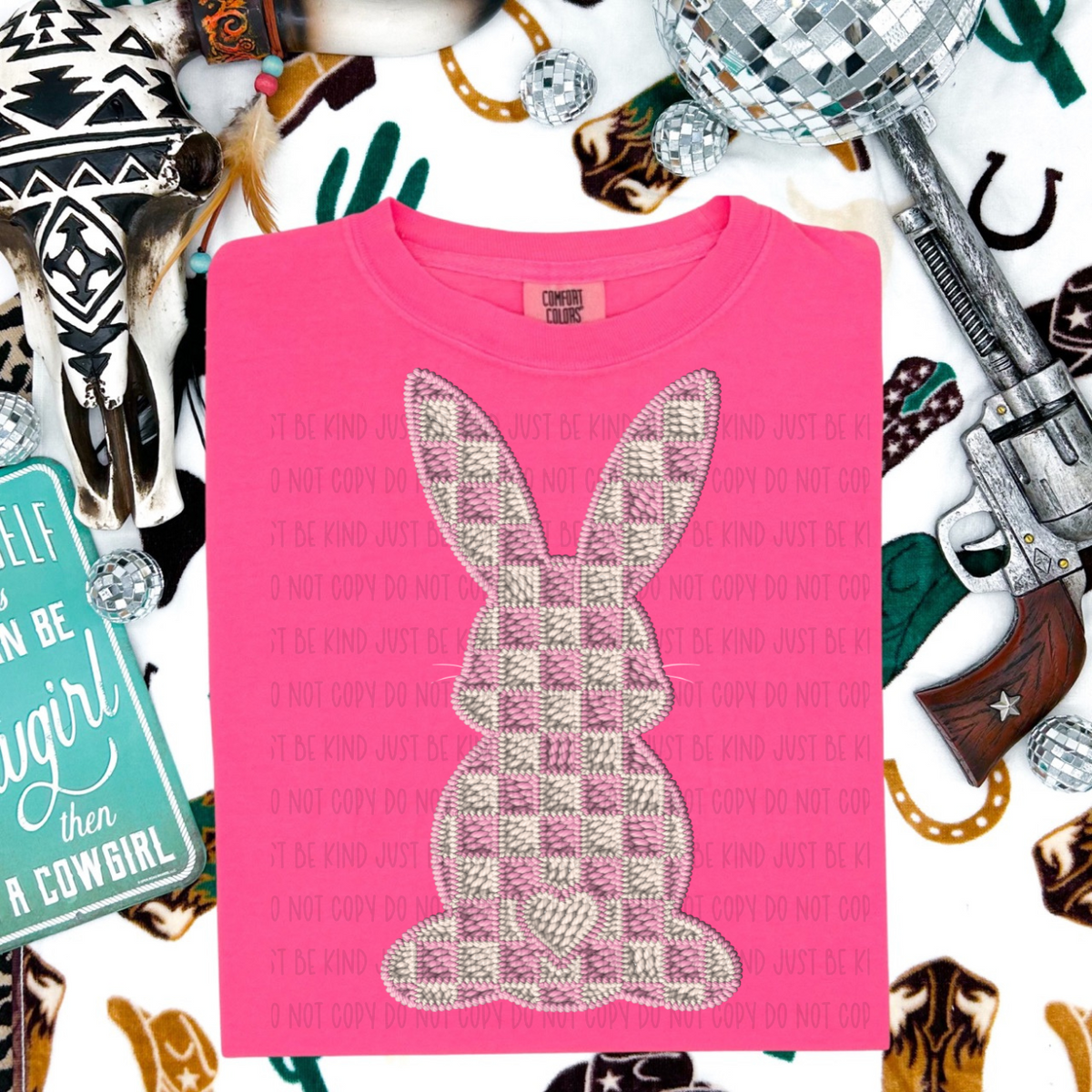 Pink Checkered Bunny - TRANSFERS (KPI)