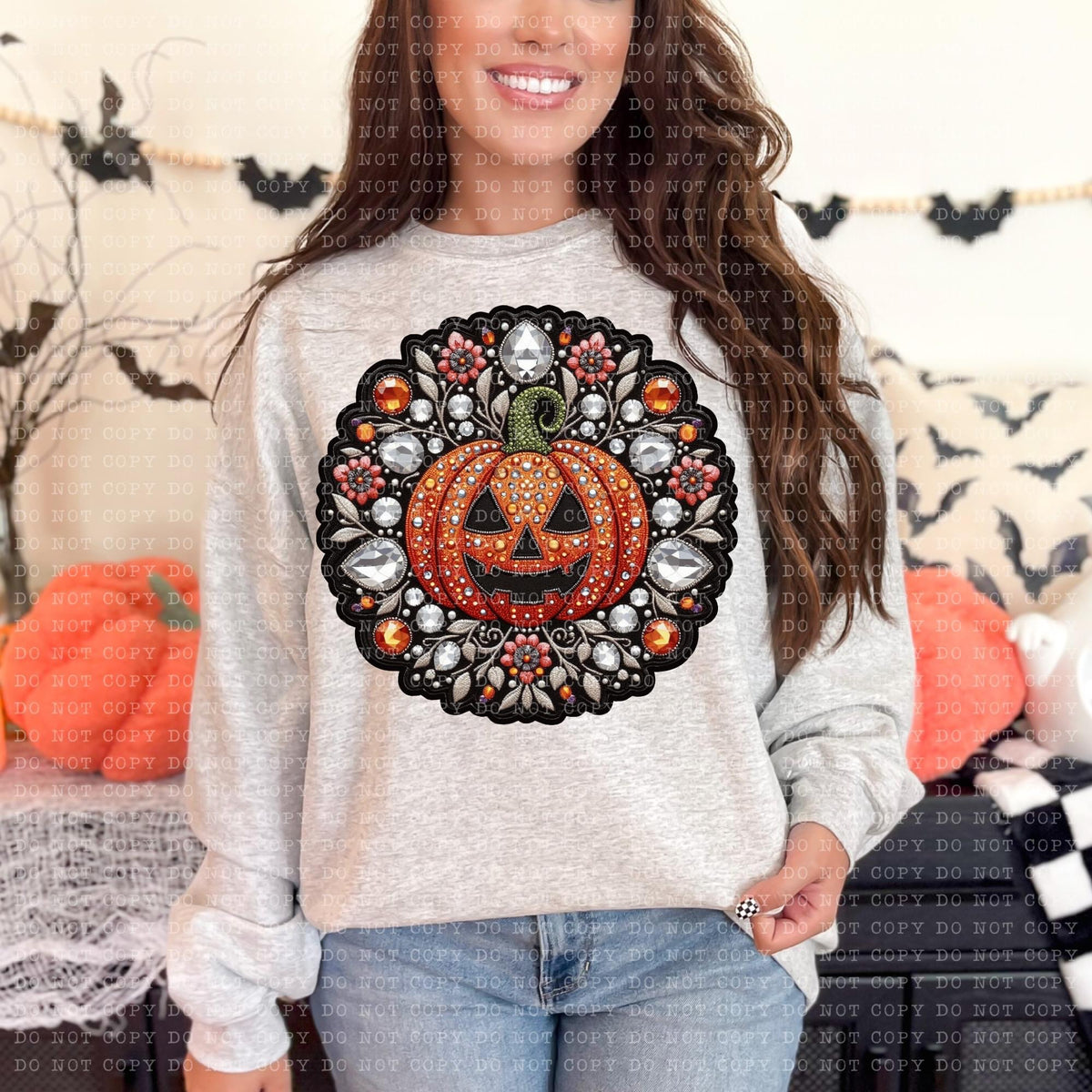 Rhinestone pumpkin- Transfer (E)