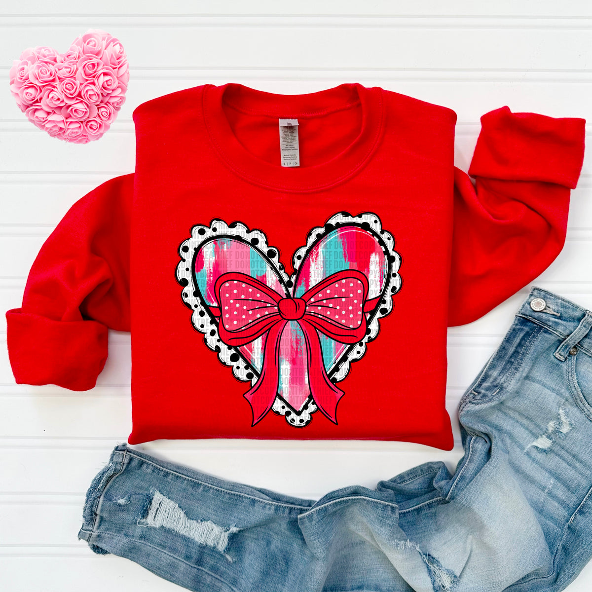 Multicolor Heart with Bow - TRANSFER (SDD)