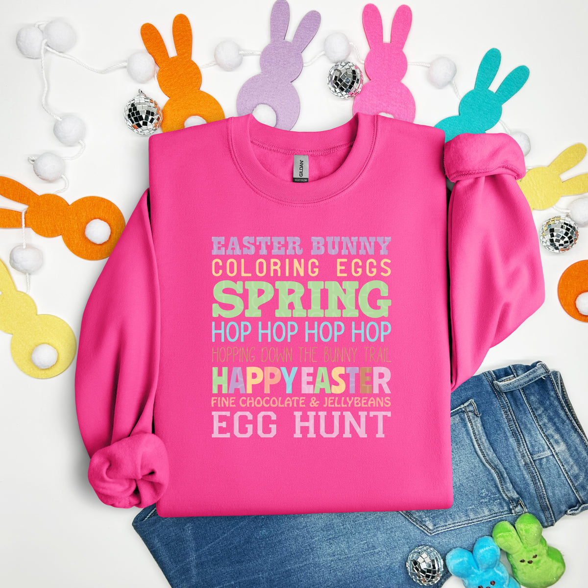 Easter Bunny Coloring Eggs... - TRANSFERS (CF)
