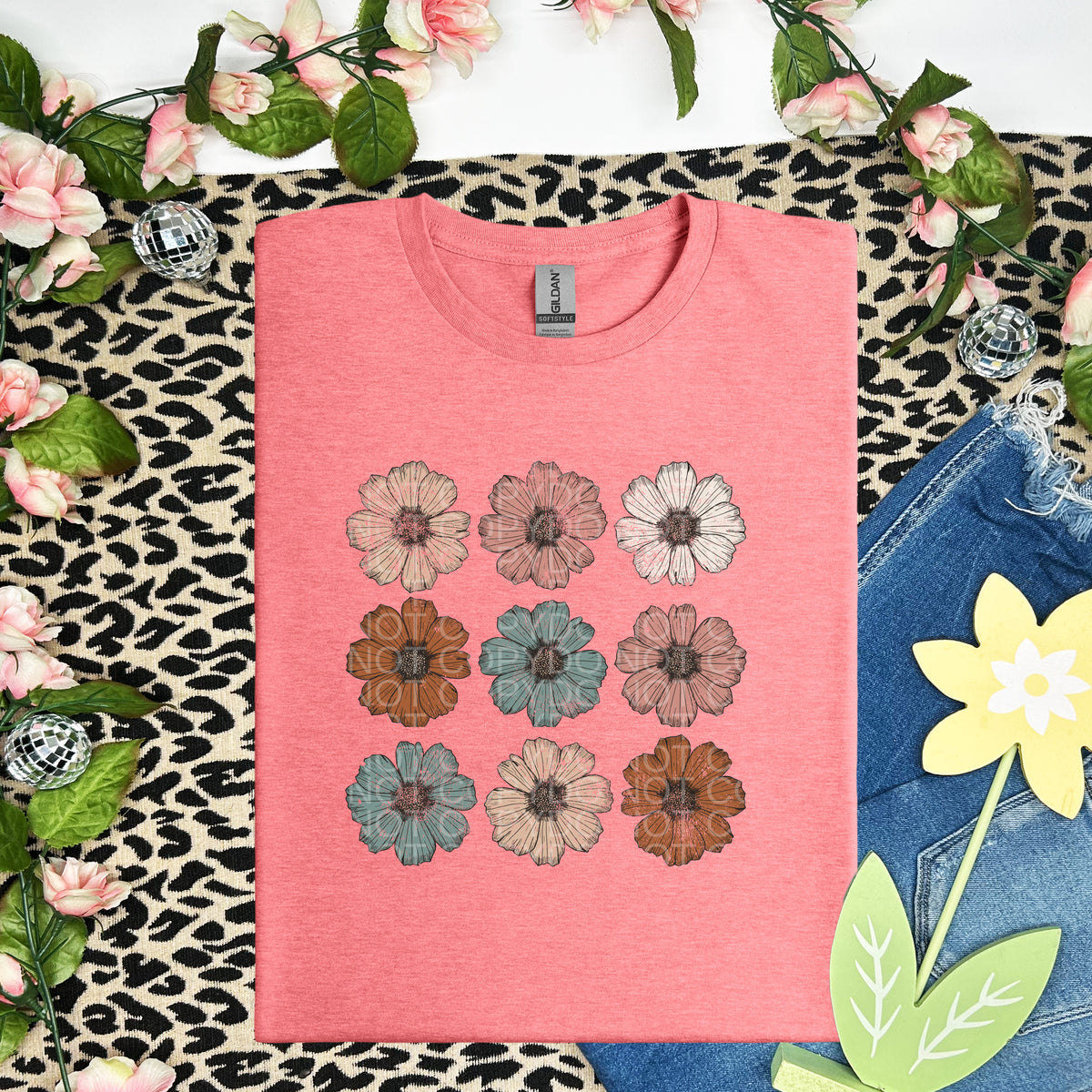 Multiple Flowers Various Ink Colors - Transfer (SD)