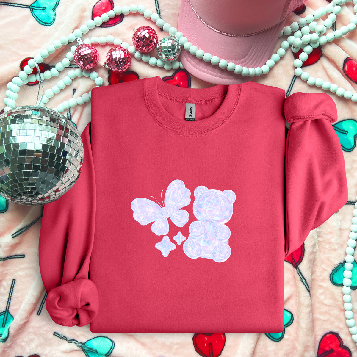 Holographic Bear with Butterfly - TRANSFERS (L)