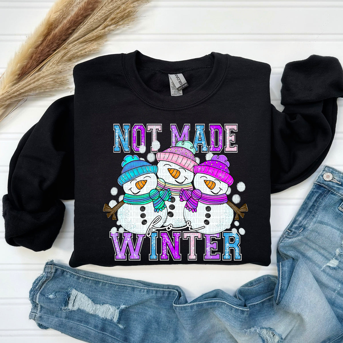 Not Made For Winter Snowmen White Outline - TRANSFER (SDD)
