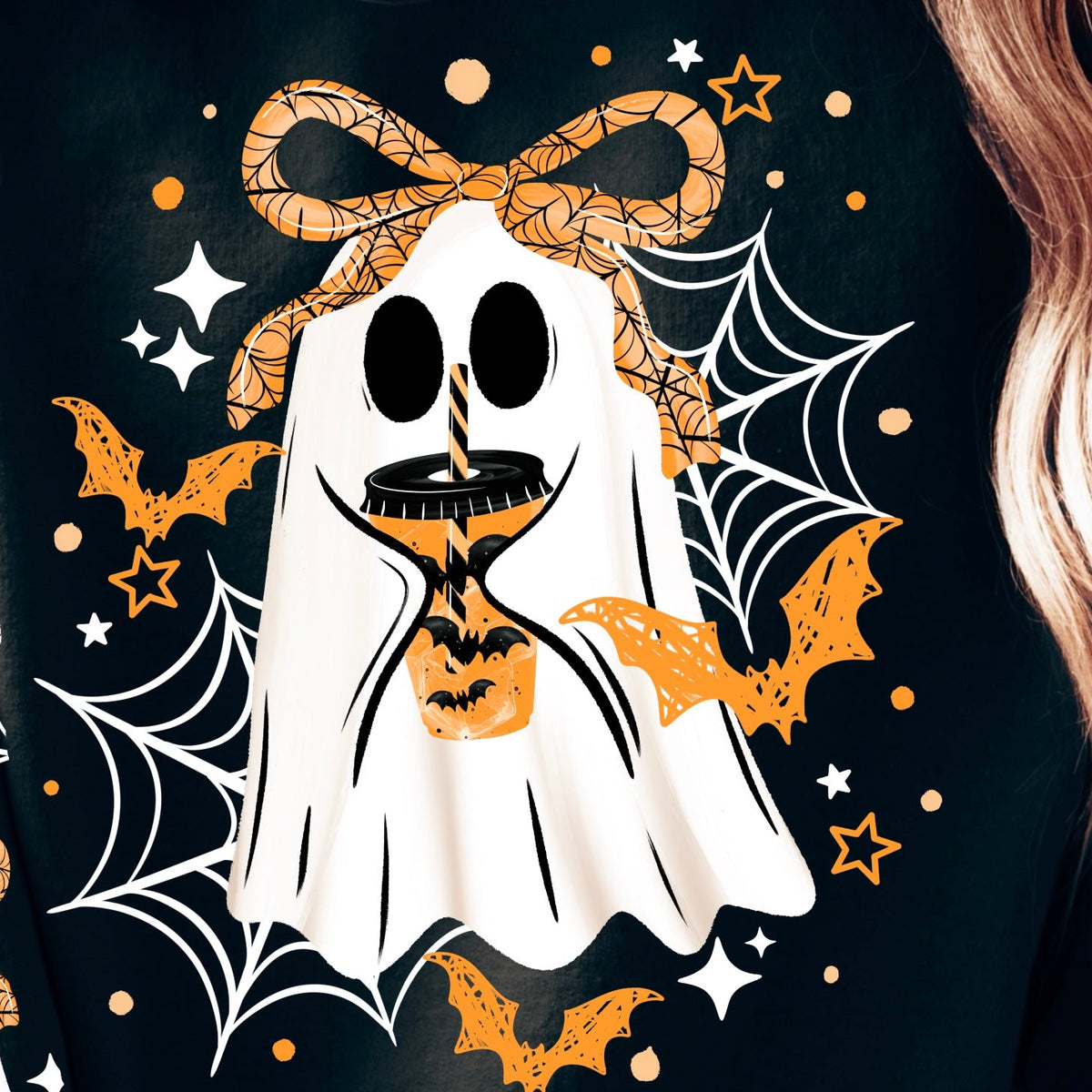 Ghost With Coffee - FRONT ONLY / WHITE WEB - TRANSFERS (CSC)