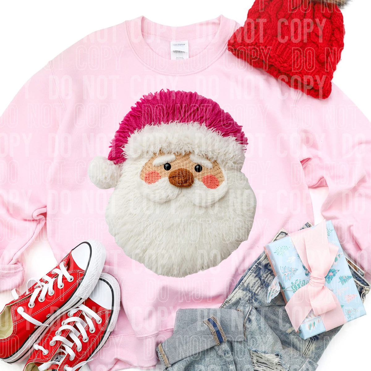 Santa With Pink Hat - COMPLETED SWEATSHIRT