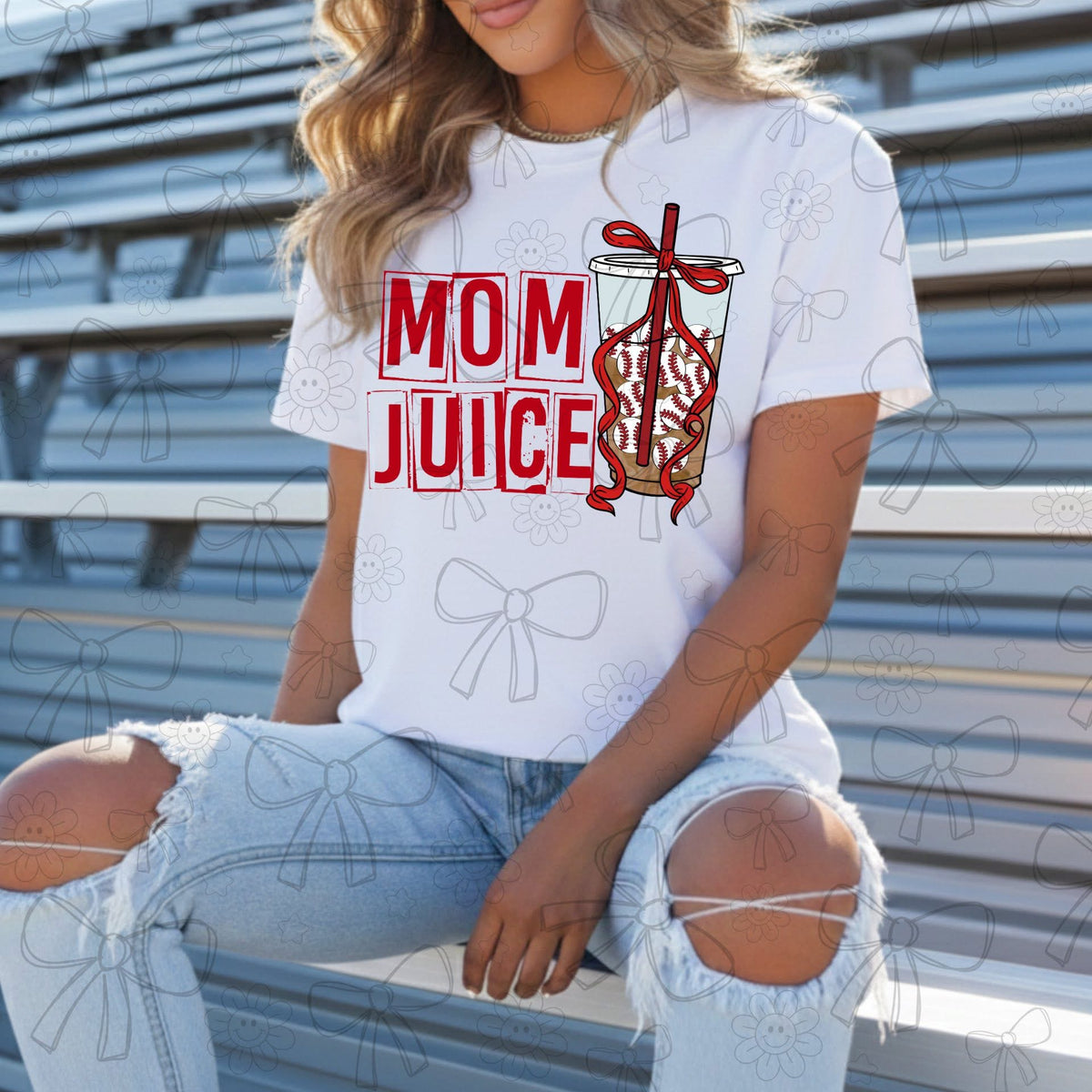 Mom Juice / Red Without Checkered Border - TRANSFER (CC)
