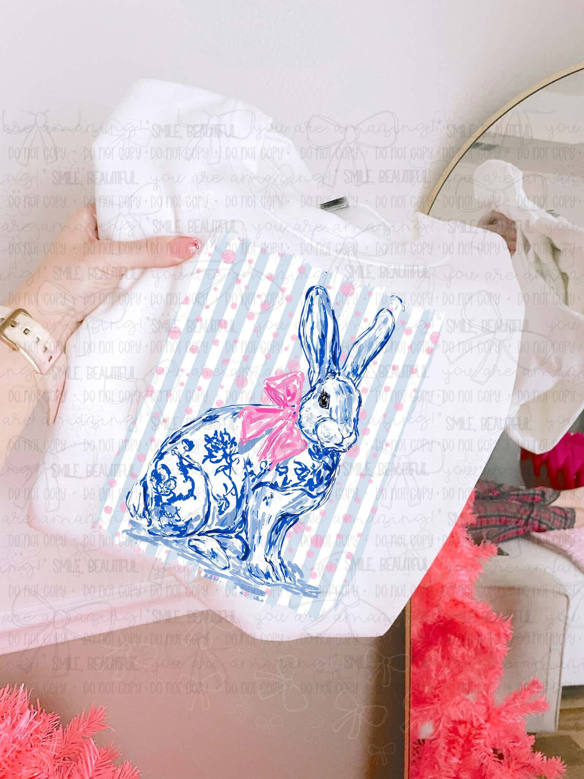 Floral Bunny Without Border - TRANSFER (CC)