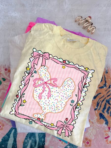 Chicken With Bow Border - TRANSFER (CC)