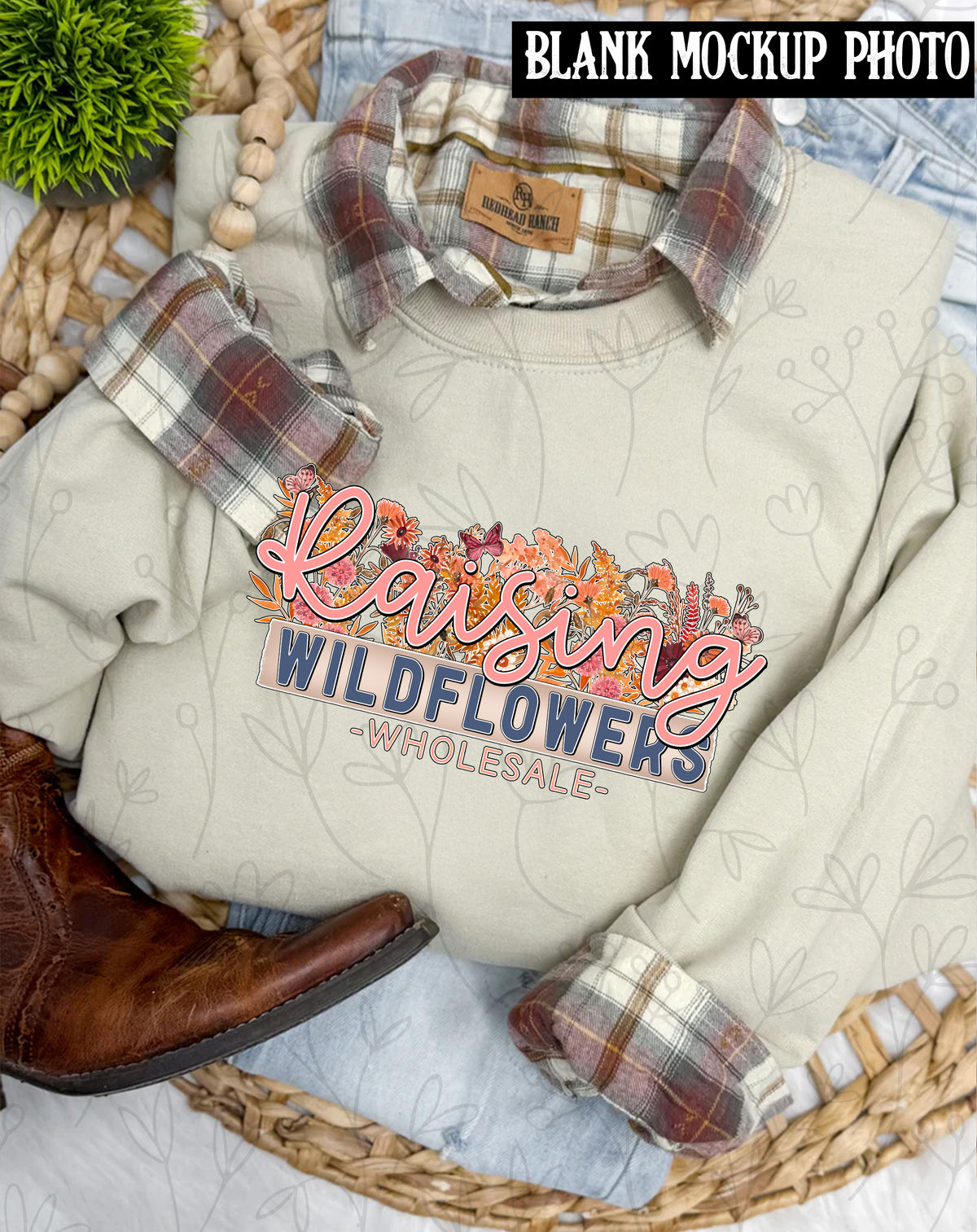 Gildan 18000 Sweatshirt Blank Mock up photo Western | Sand