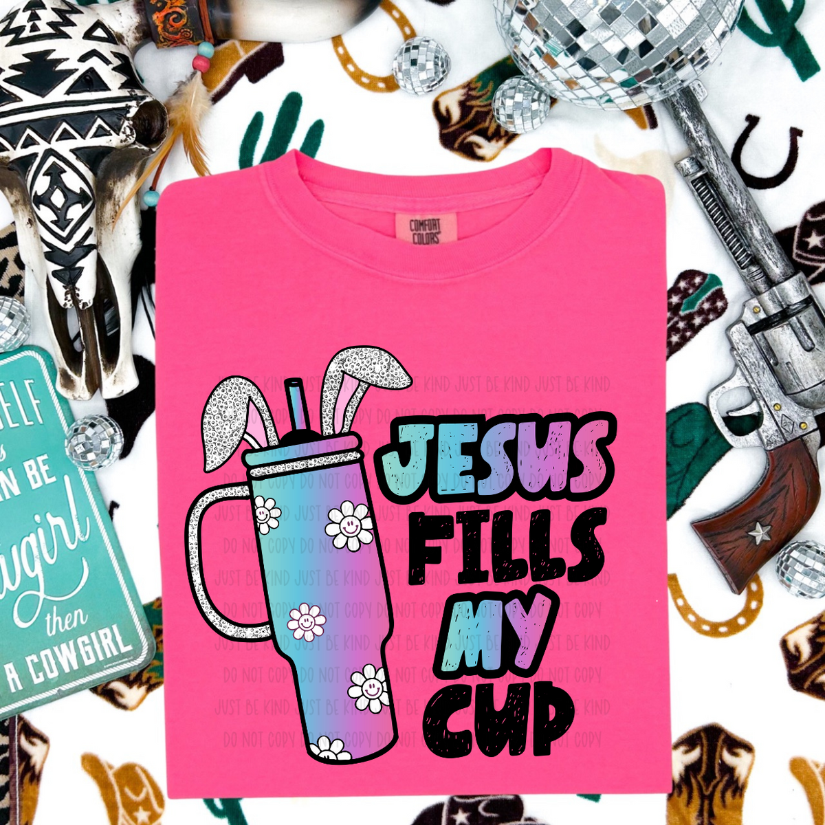 Jesus Fills My Cup / Black Outline -  TRANSFERS (KPI)