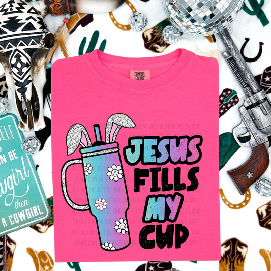 Jesus Fills My Cup / Black Outline -  TRANSFERS (KPI)