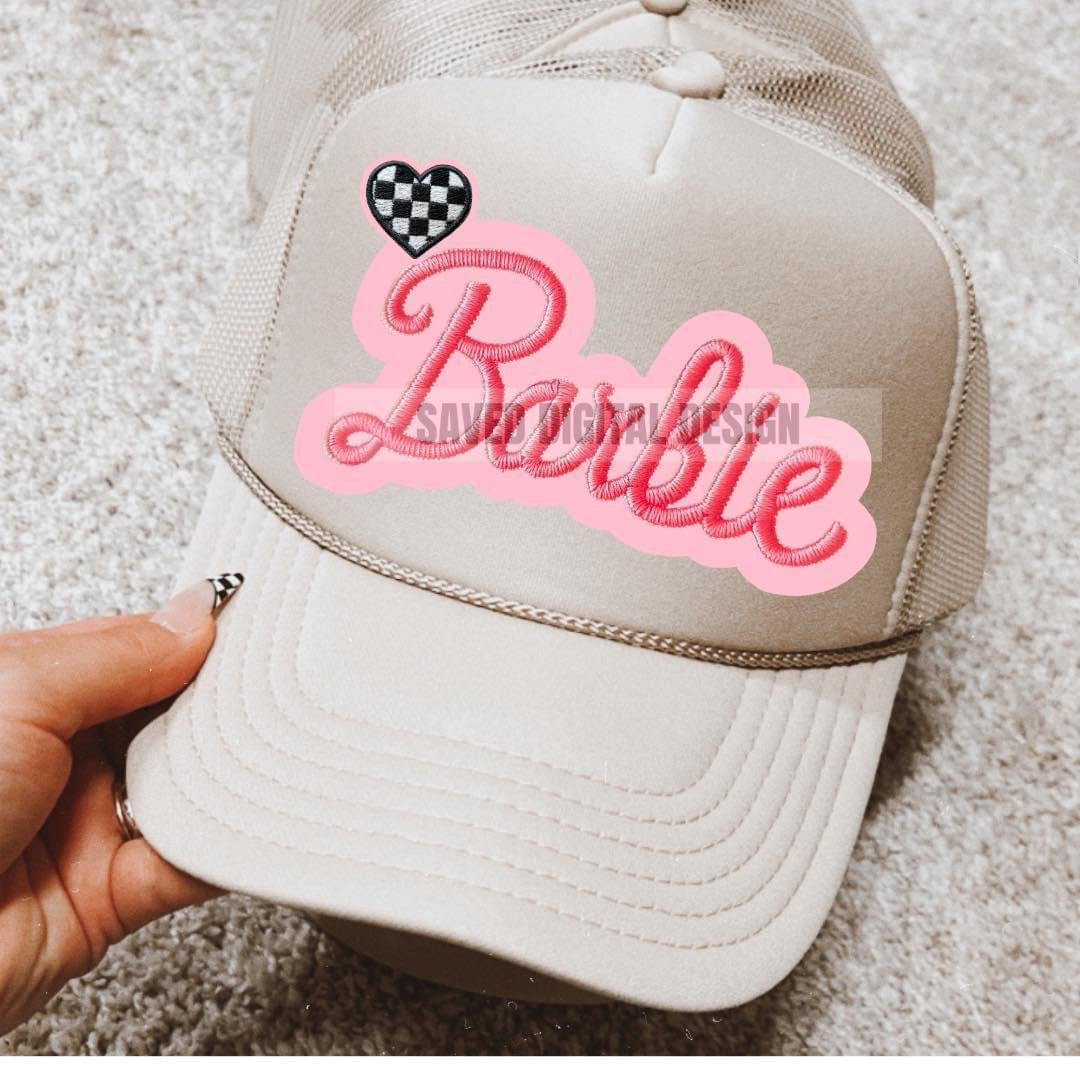B@rbie Heart- Hat Transfer (S)