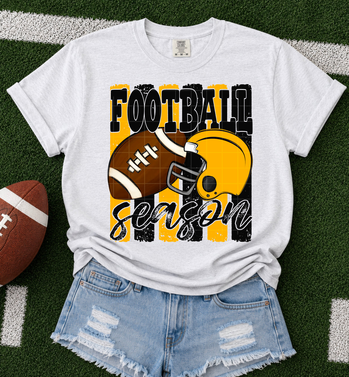 Football Season / Black & Yellow Gold -  TRANSFER (SDD)