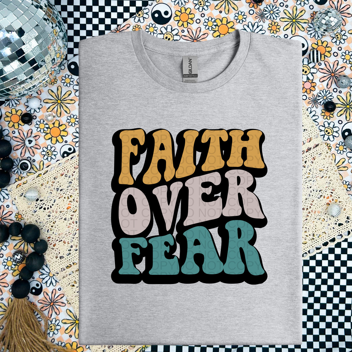 Faith Over Fear Retro Wavy - TRANSFER (CF)