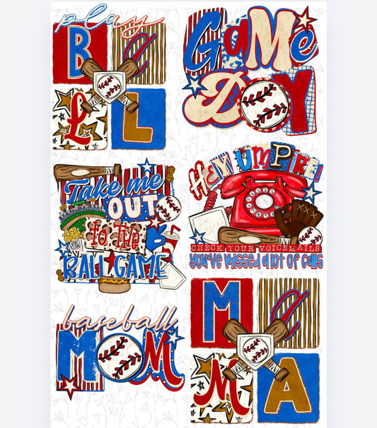 Baseball - PRE MADE GANG SHEET