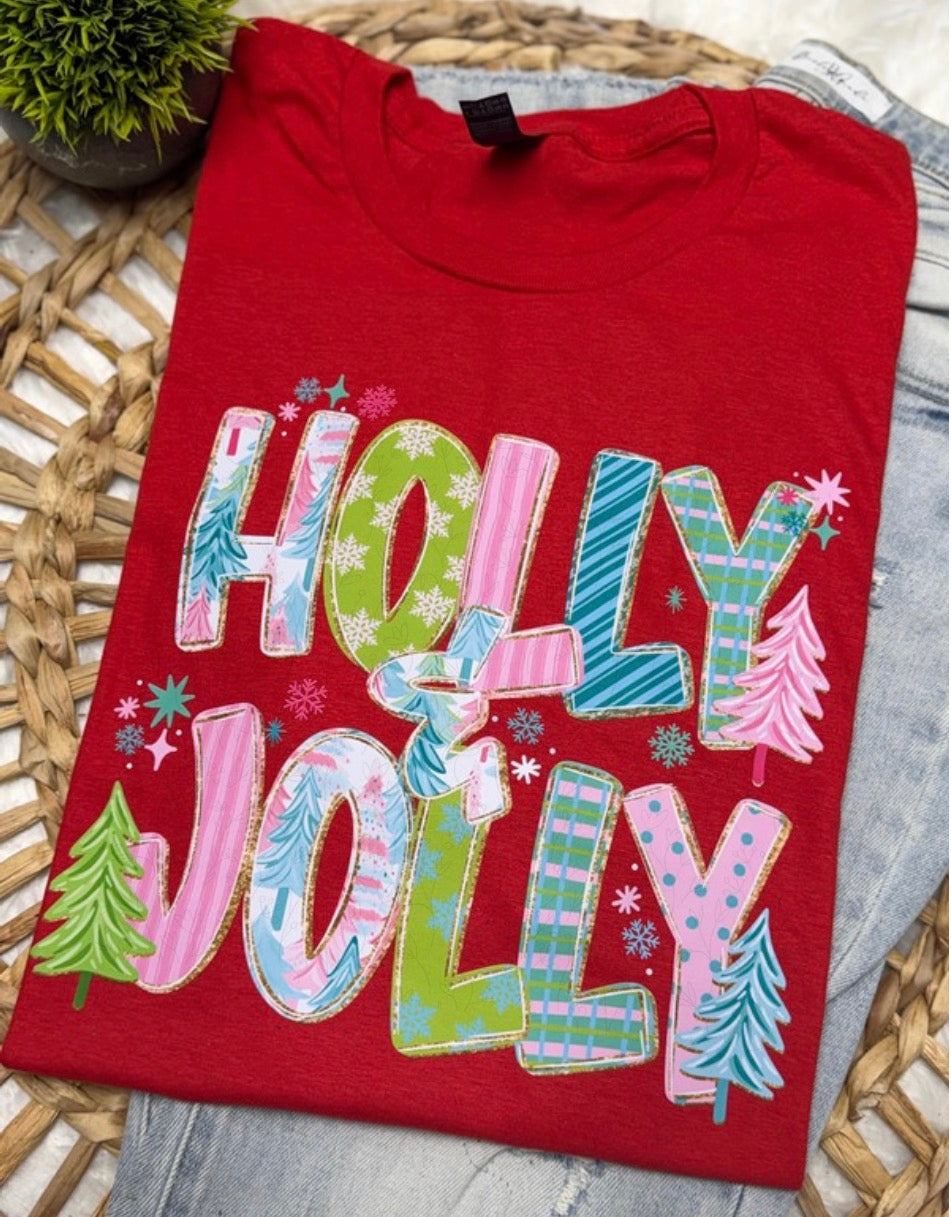Holly & Jolly | Red- COMPLETED TEE
