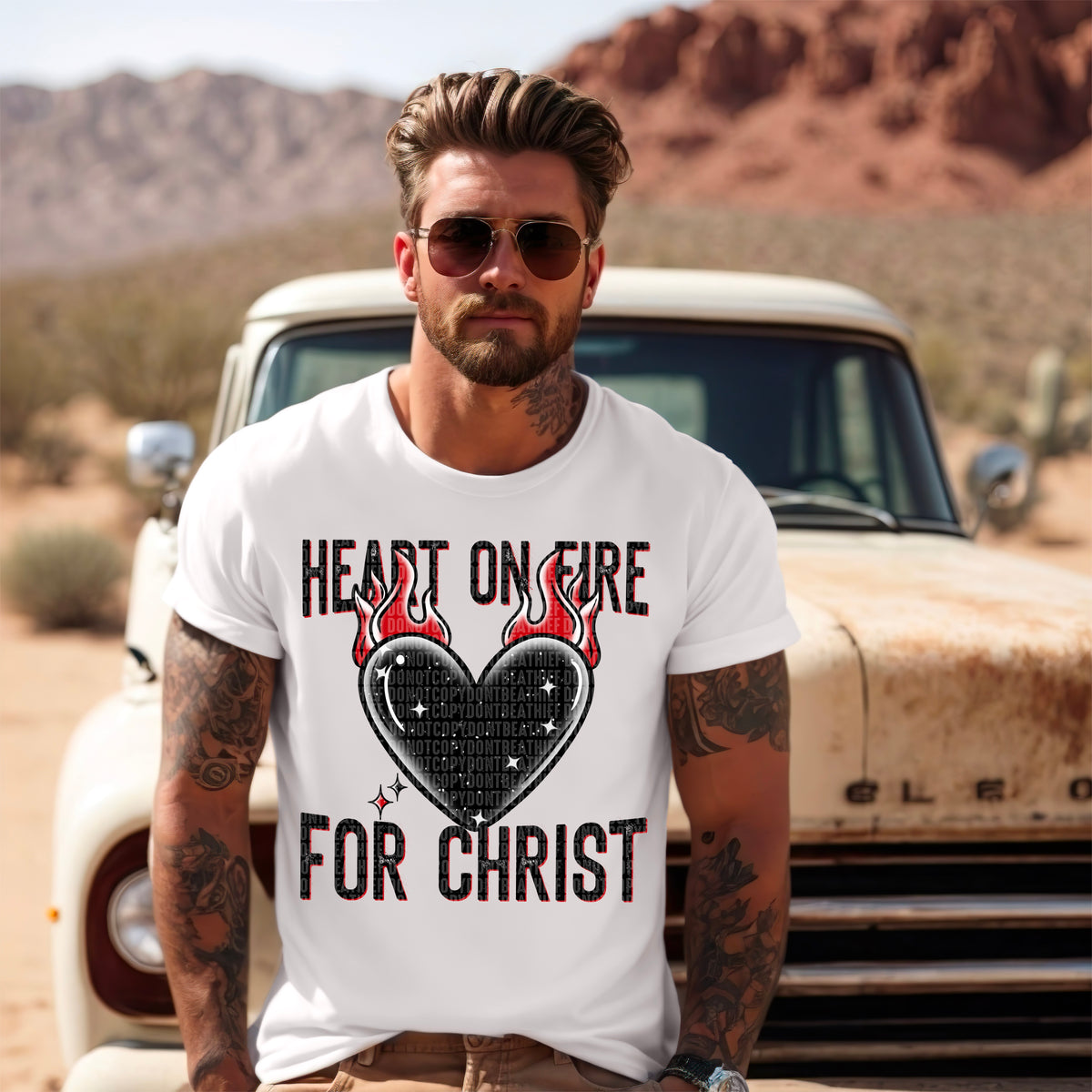 Heart on Fire for Christ Black Ink   - TRANSFER (SDD)