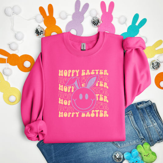 Hoppy Easter Smile Face with Bunny Ears - TRANSFERS (CF)