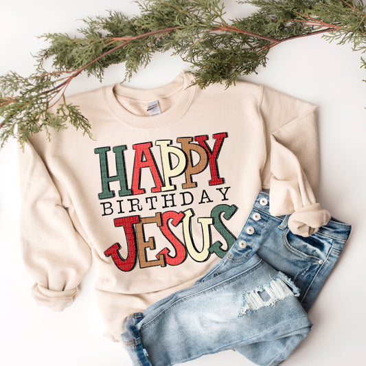 Happy Birthday Jesus Multicolor- TRANSFER (SDD)