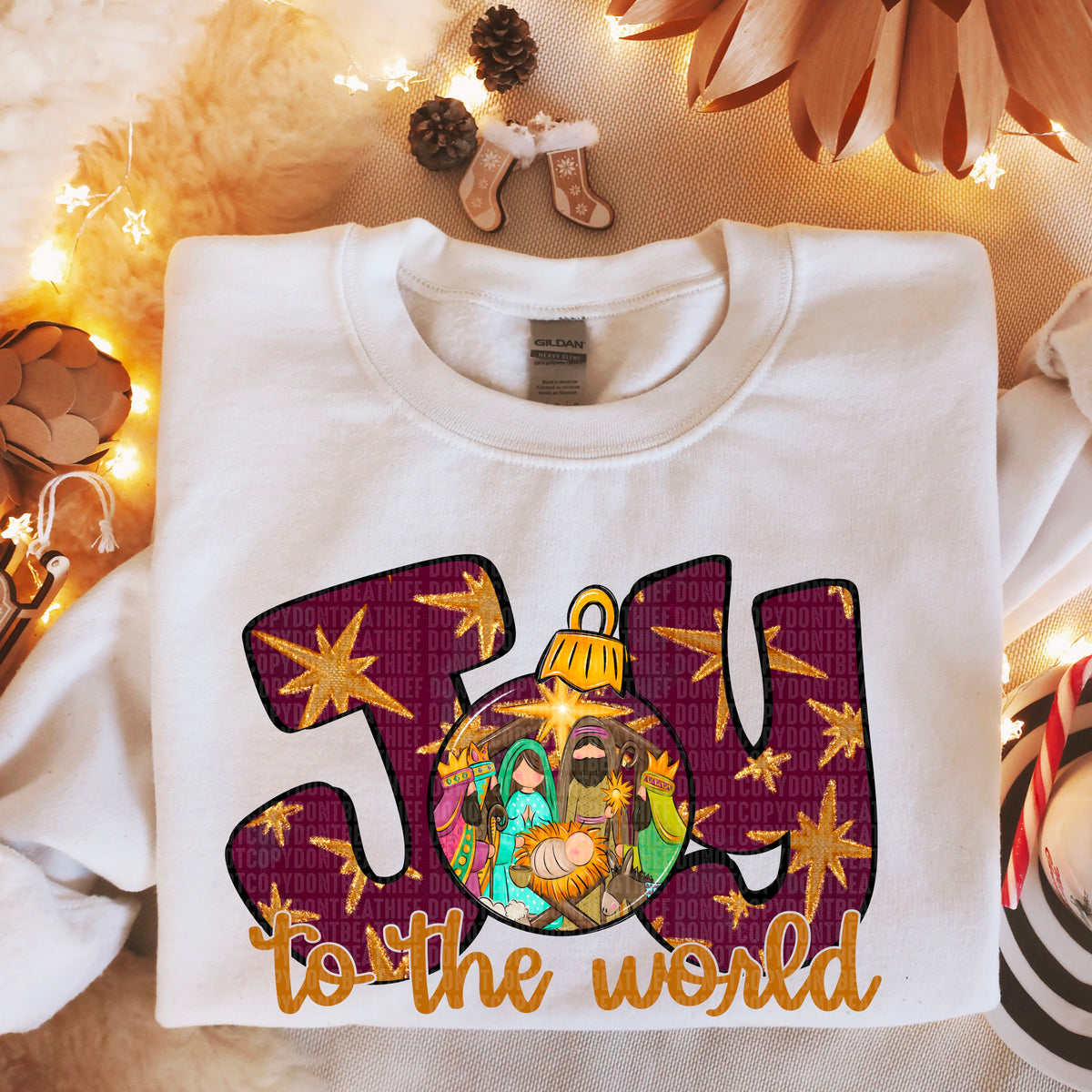 Joy to the World Bulb with Baby Jesus - TRANSFER (SDD)