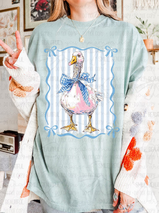 Goose With Border & Bows -  TRANSFER (CC)