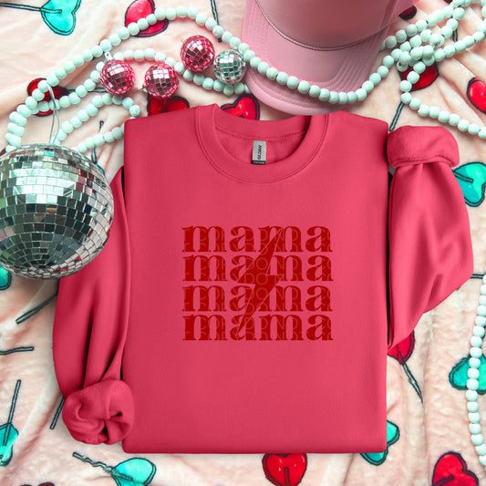 Mama Lightning Bolt Red Ink - TRANSFERS (L)