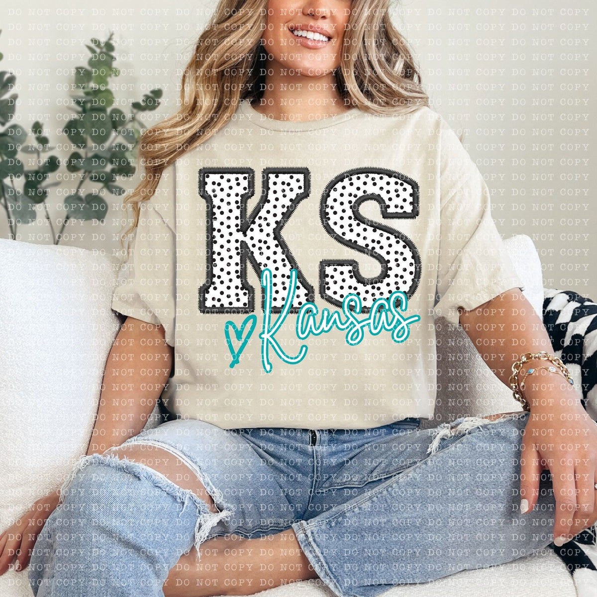 All States Dotted Faux Embroidery- Transfer (E)
