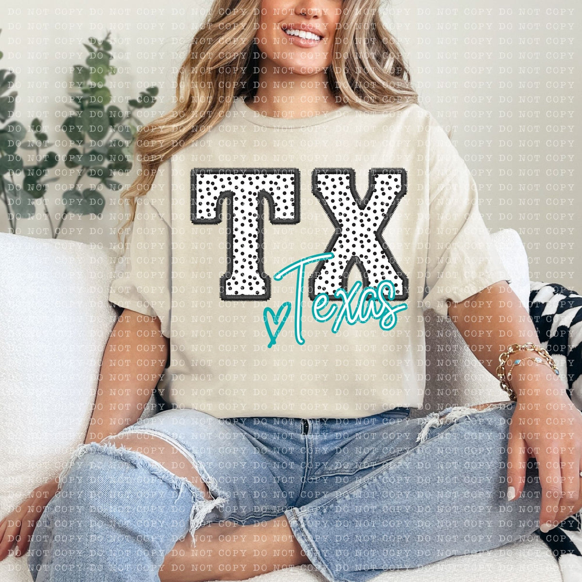 All States Dotted Faux Embroidery- Transfer (E)