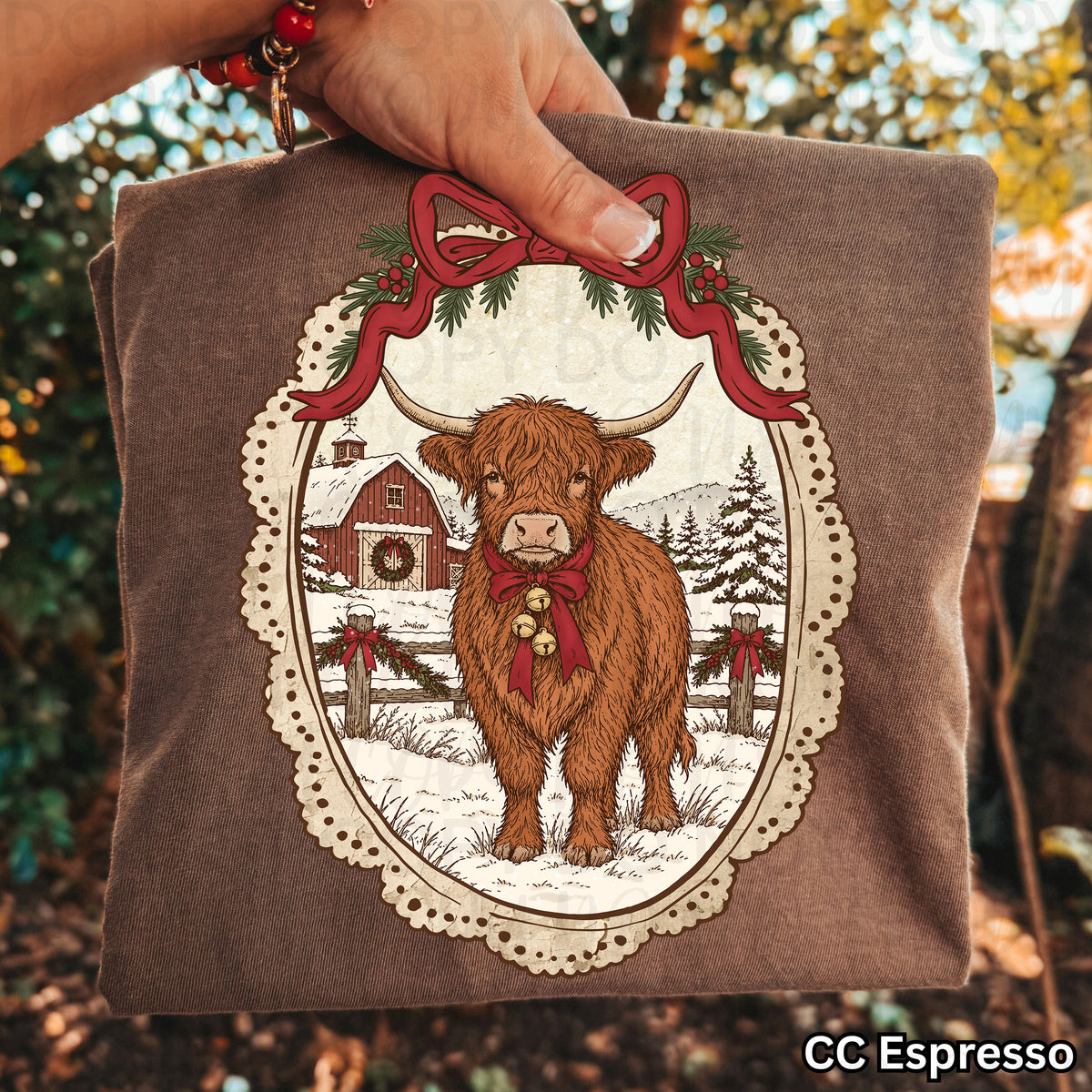Vintage Christmas Highland Cow