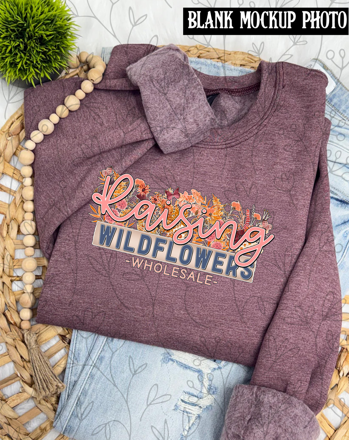 Gildan 18000 Sweatshirt Blank Mock up photo | Heather Maroon